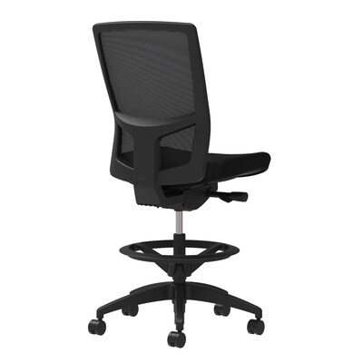 Union & Scale Workplace2.0™ Fabric Stool, Black, Integrated Lumbar, Armless, Synchro-Tilt Seat Control (53881)