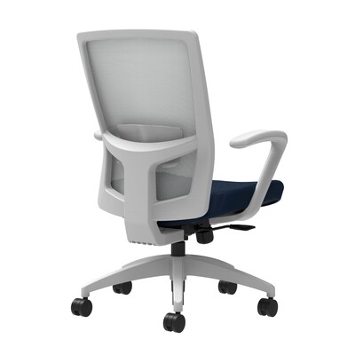 Union & Scale Workplace2.0™ Fabric Task Chair, Navy, Adjustable Lumbar, Fixed Arms, Synchro-Tilt w/ Seat Slide Control (53531)
