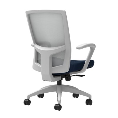 Union & Scale Workplace2.0™ Fabric Task Chair, Navy, Integrated Lumbar, Fixed Arms, Synchro-Tilt w/ Seat Slide Control (53532)
