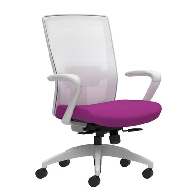 Union & Scale Workplace2.0™ Fabric Task Chair, Amethyst, Adjustable Lumbar, Fixed Arms, Synchro-Tilt with Seat Slide (53513)