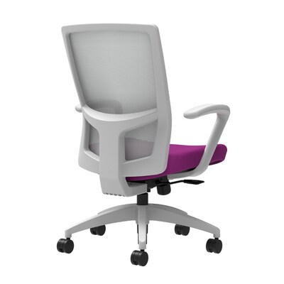 Union & Scale Workplace2.0™ Fabric Task Chair, Amethyst, Integrated Lumbar, Fixed Arms, Synchro-Tilt with Seat Slide (53514)