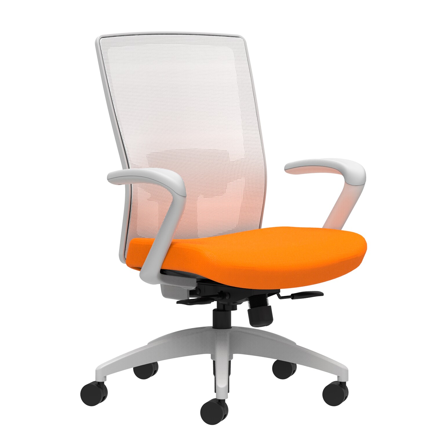 Union & Scale Workplace2.0™ Fabric Task Chair, Apricot, Adjustable Lumbar, Fixed Arms, Synchro-Tilt with Seat Slide (53515)