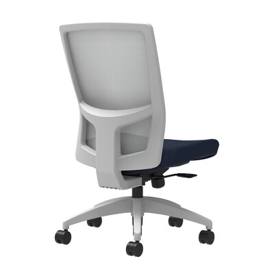 Union & Scale Workplace2.0™ Fabric Task Chair, Navy, Integrated Lumbar, Armless, Synchro-Tilt w/Seat Slide Seat Control (53510)