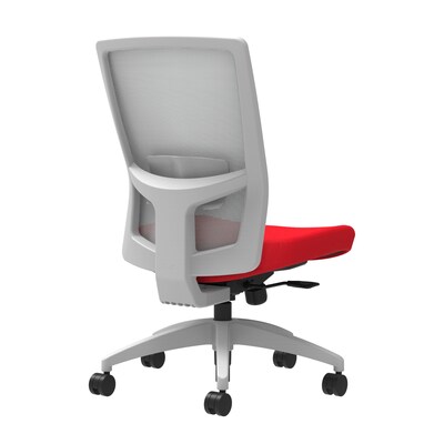 Union & Scale Workplace2.0™ Fabric Task Chair, Ruby Red, Adjustable Lumbar, Armless, Synchro-Tilt w/ Seat Slide Control (53511)