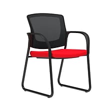 Union & Scale Workplace2.0™ Fabric Guest Chair, Ruby Red, Integrated Lumbar, Fixed Arms, Stationary