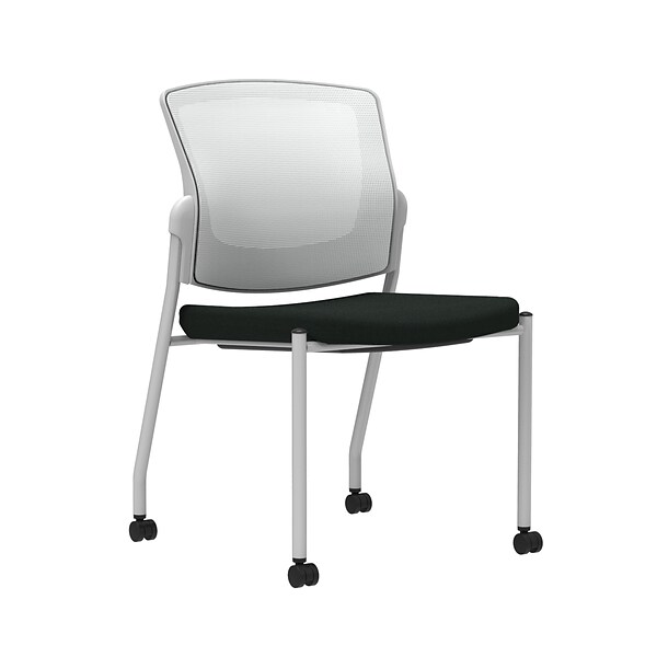 Union & Scale Workplace2.0™ Guest Chair, Black Vinyl, Integrated Lumbar, Armless, Stationary Seat Control (53699)
