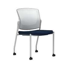 Union & Scale Workplace2.0™ Fabric Guest Chair, Navy, Integrated Lumbar, Armless, Stationary Seat Co