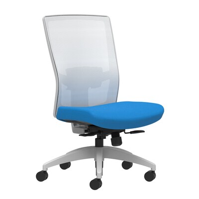 Union & Scale Workplace2.0™ Fabric Task Chair, Cobalt, Adjustable Lumbar, Armless, Synchro-Tilt w/ Seat Slide Control (53497)