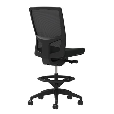 Union & Scale Workplace2.0™ Stool, Black Vinyl, Integrated Lumbar, Armless, Synchro-Tilt Seat Control (53885)