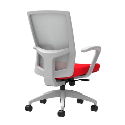 Union & Scale Workplace2.0™ Fabric Task Chair, Ruby Red, Integrated Lumbar, Fixed Arms, Synchro-Tilt with Seat Slide (53534)