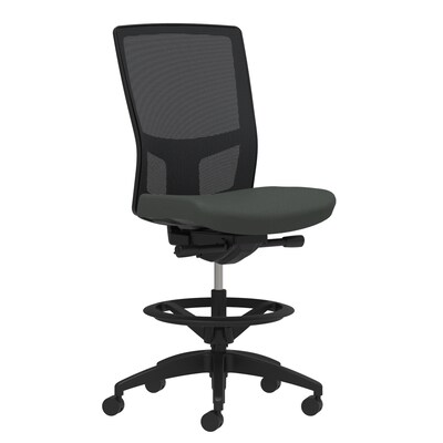 Union & Scale Workplace2.0™ Fabric Stool, Iron Ore, Integrated Lumbar, Armless, Synchro-Tilt Seat Control (53883)