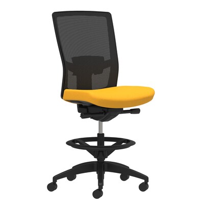 Union & Scale Workplace2.0™ Fabric Stool, Goldenrod, Adjustable Lumbar, Armless, Synchro-Tilt Seat Control (53876)