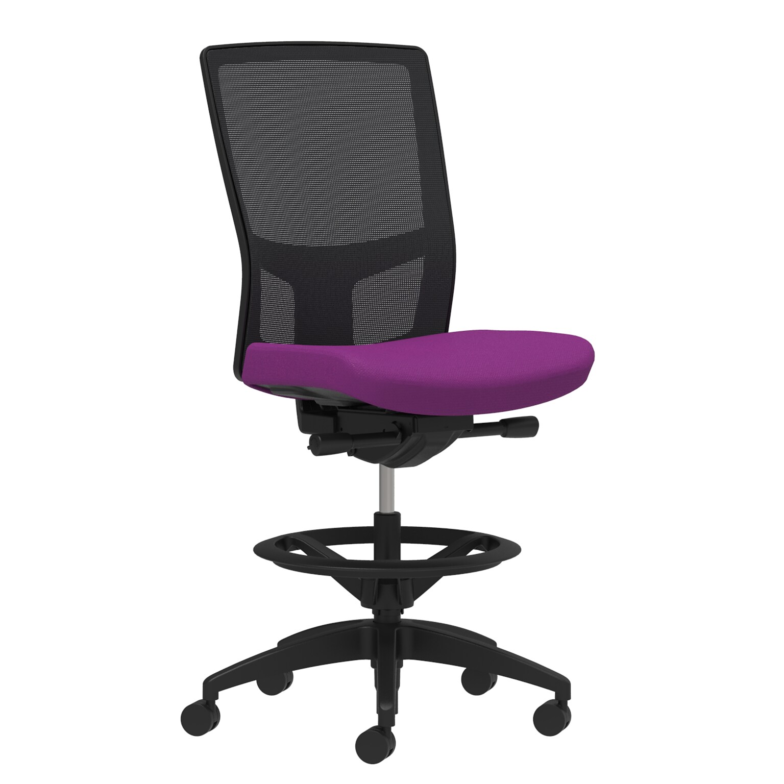 Union & Scale Workplace2.0™ Fabric Stool, Amethyst, Integrated Lumbar, Armless, Synchro-Tilt, Partial Assembly Required