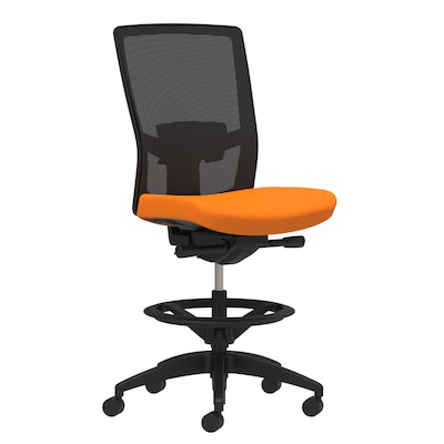 Union & Scale Workplace2.0™ Fabric Stool, Apricot, Adjustable Lumbar, Armless, Synchro-Tilt Seat Control (53870)