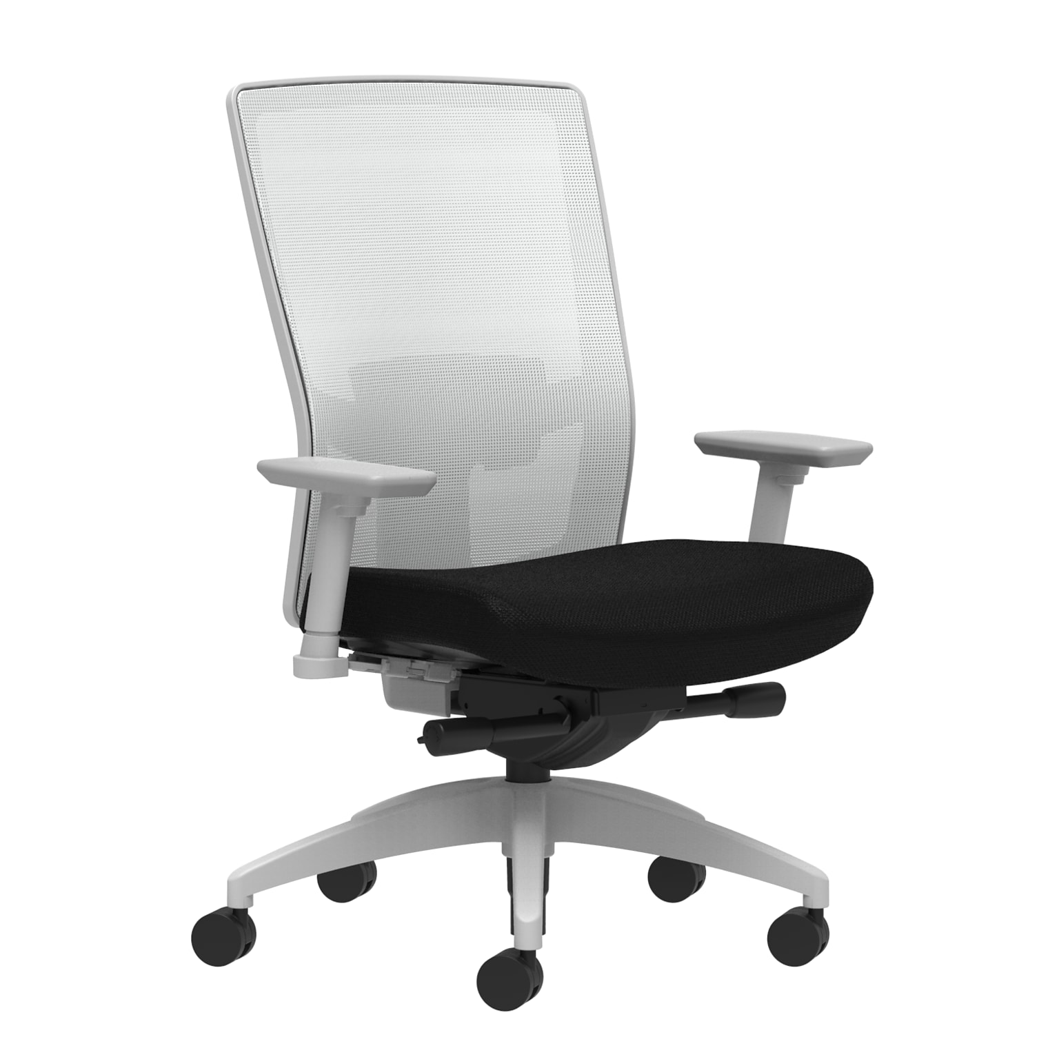 Union & Scale Workplace2.0™ Fabric Task Chair, Black, Adjustable Lumbar, 2D Arms, Advanced Synchro-Tilt (53545)