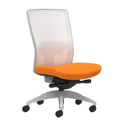 Union & Scale Workplace2.0™ Fabric Task Chair, Apricot, Adjustable Lumbar, Armless, Advanced Synchro