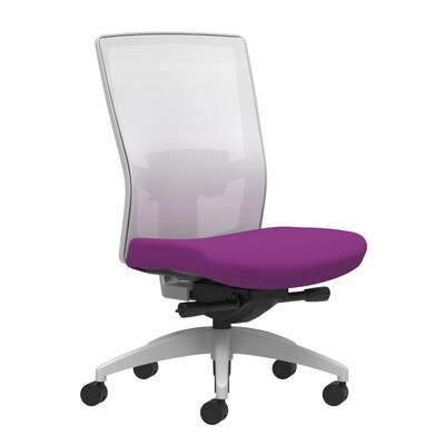 Union & Scale Workplace2.0™ Fabric Task Chair, Amethyst, Adjustable Lumbar, Armless, Advanced Synchr
