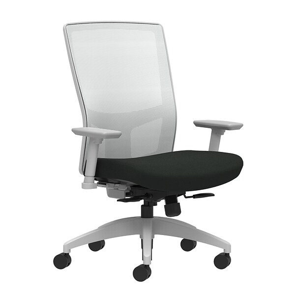 Union & Scale Workplace2.0™ Task Chair, Black Vinyl, Integrated Lumbar, 2D Arms, Synchro-Tilt with Seat Slide (53486)