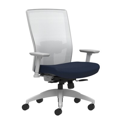 Union & Scale Workplace2.0™ Fabric Task Chair, Navy, Adjustable Lumbar, 2D Arms, Synchro-Tilt with S