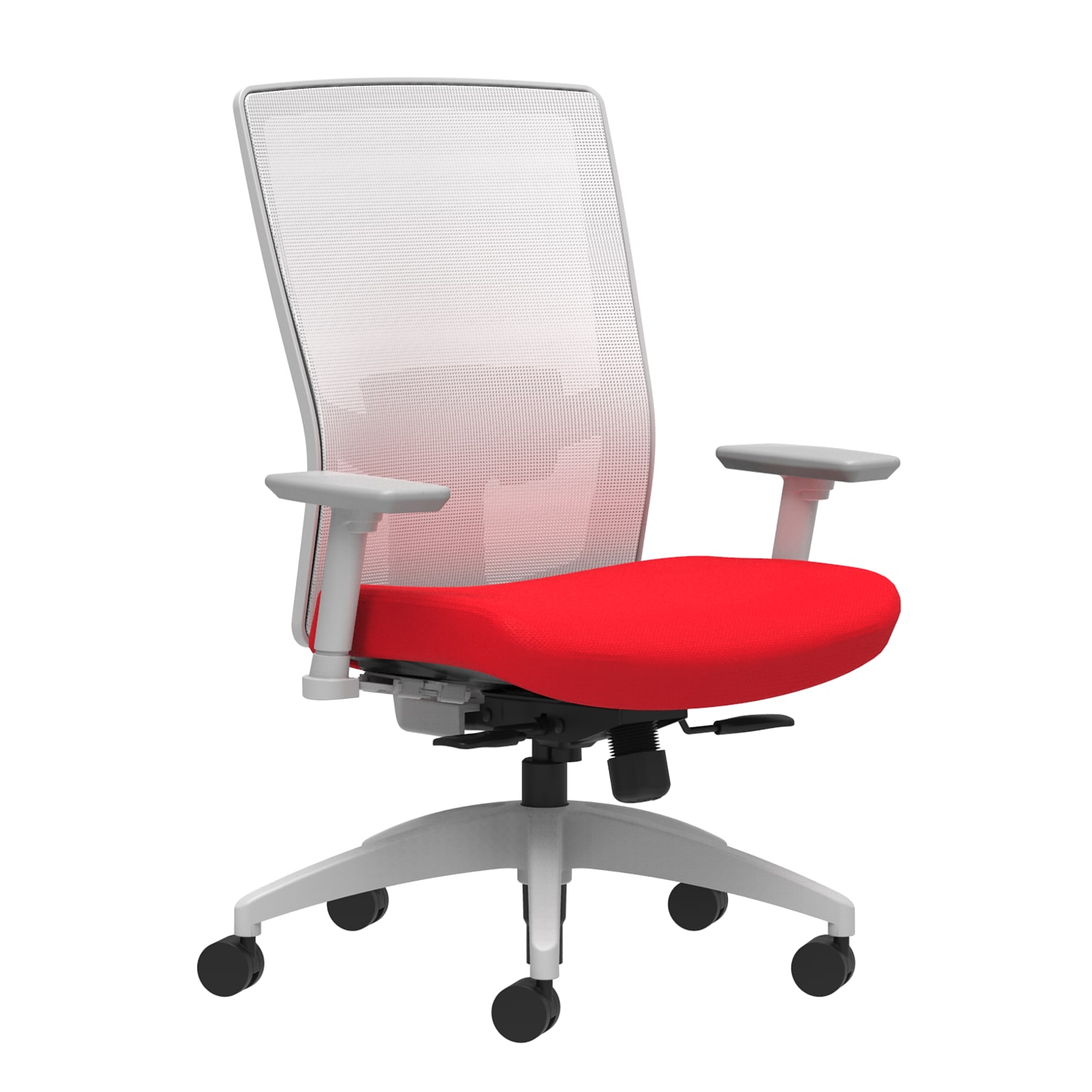 Union & Scale Workplace2.0™ Fabric Task Chair, Ruby Red, Adjustable Lumbar, 2D Arms, Synchro-Tilt with Seat Slide (53489)