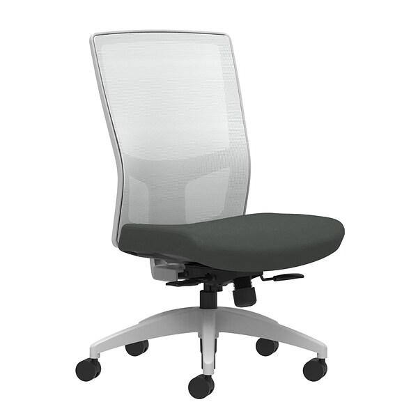 Union & Scale Workplace2.0™ Fabric Task Chair, Iron Ore, Integrated Lumbar, Armless, Synchro-Tilt w/ Seat Slide Control (53506)
