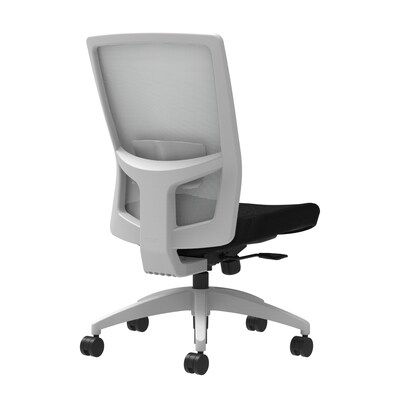 Union & Scale Workplace2.0™ Fabric Task Chair, Black, Adjustable Lumbar, Armless, Synchro-Tilt w/ Seat Slide Control (53503)