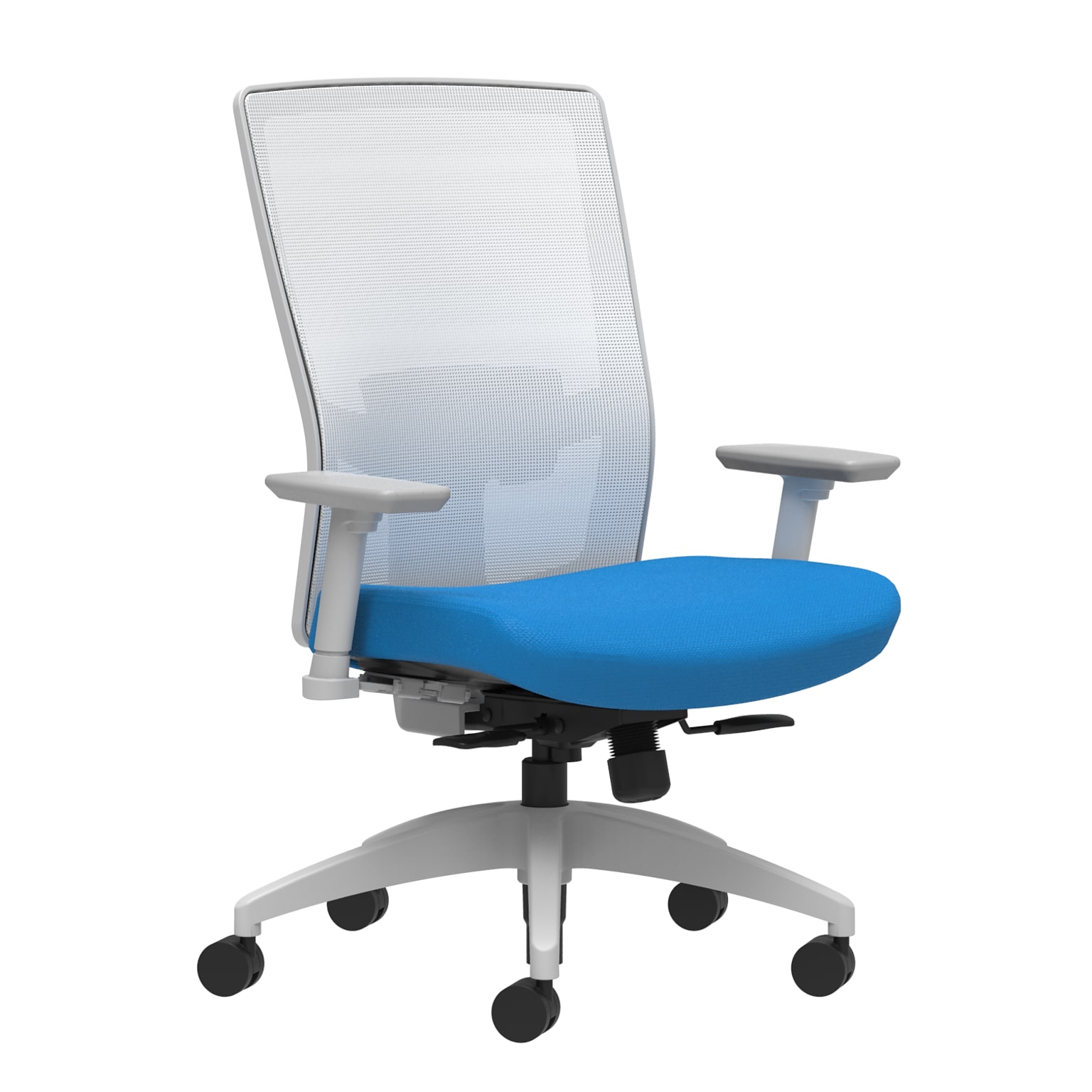 Union & Scale Workplace2.0™ Fabric Task Chair, Cobalt, Adjustable Lumbar, 2D Arms, Synchro-Tilt with Seat Slide (53475)
