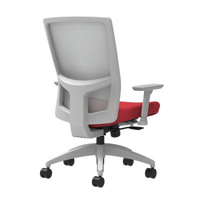 Union & Scale Workplace2.0™ Fabric Task Chair, Cherry, Integrated Lumbar, 2D Arms, Synchro-Tilt with