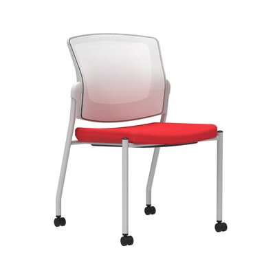 Union & Scale Workplace2.0™ Fabric Guest Chair, Cherry, Integrated Lumbar, Armless, Stationary Seat Control (53693)