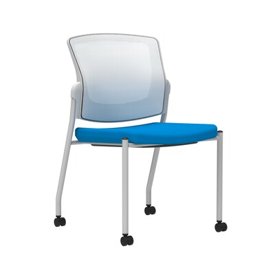 Union & Scale Workplace2.0™ Fabric Guest Chair, Cobalt, Integrated Lumbar, Armless, Stationary Seat