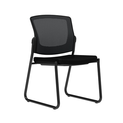 Union & Scale Workplace2.0™ Fabric Guest Chair, Black, Integrated Lumbar, Armless, Stationary Seat Control (53738)