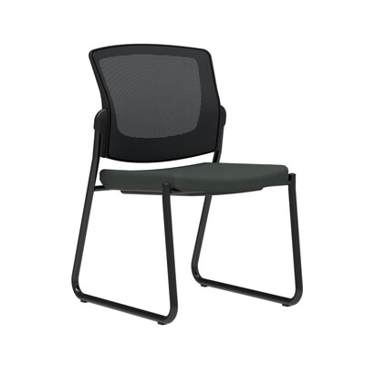 Union & Scale Workplace2.0™ Fabric Guest Chair, Iron Ore, Integrated Lumbar, Armless, Stationary Sea
