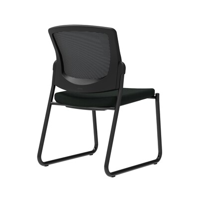 Union & Scale Workplace2.0™ Guest Chair, Black Vinyl, Integrated Lumbar, Armless, Stationary Seat Co