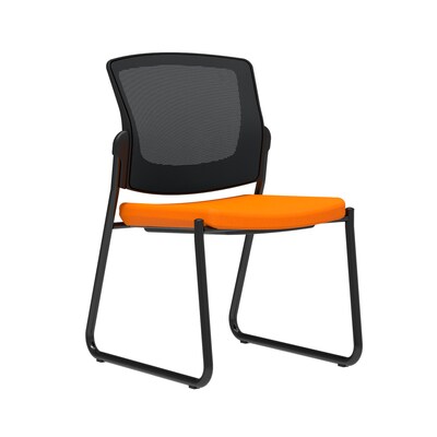 Union & Scale Workplace2.0™ Fabric Guest Chair, Apricot, Integrated Lumbar, Armless, Stationary Seat