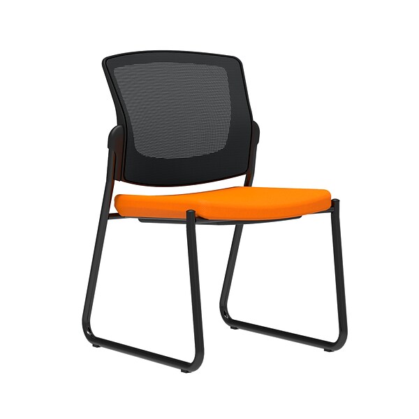 Union & Scale Workplace2.0™ Fabric Guest Chair, Apricot, Integrated Lumbar, Armless, Stationary Seat Control (53733)