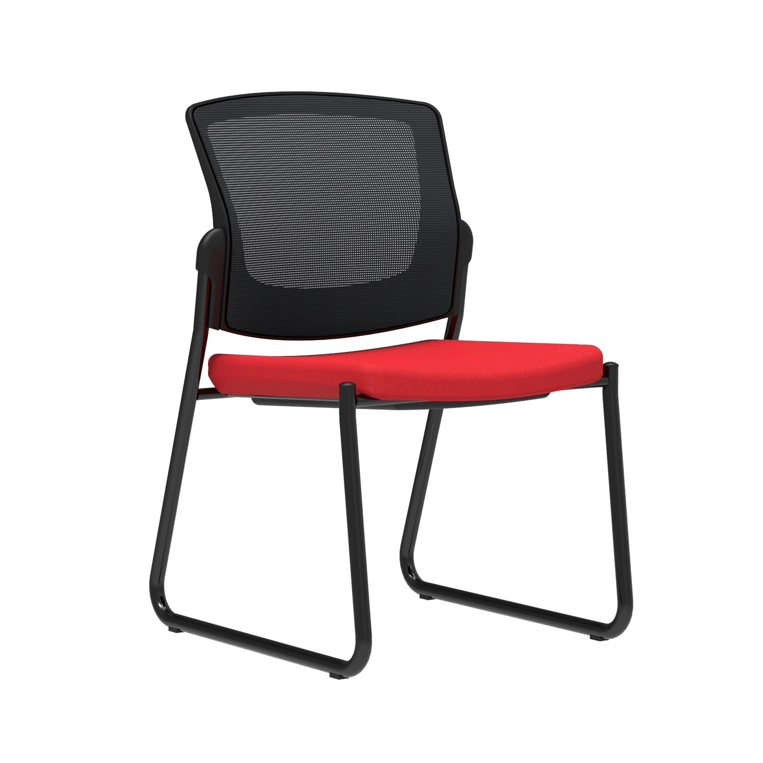 Union & Scale Workplace2.0™ Fabric Guest Chair, Cherry, Integrated Lumbar, Armless, Stationary Seat Control (53734)