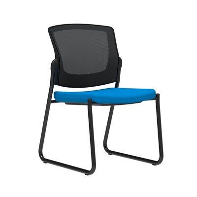 Union & Scale Workplace2.0™ Fabric Guest Chair, Cobalt, Integrated Lumbar, Armless, Stationary Seat Control (53735)