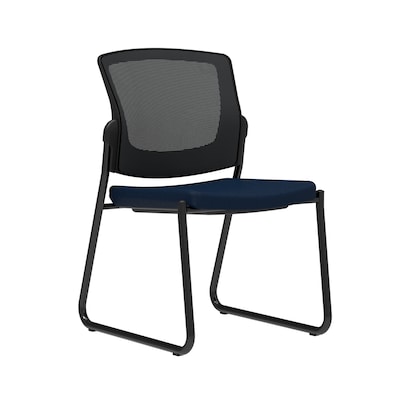 Union & Scale Workplace2.0™ Fabric Guest Chair, Navy, Integrated Lumbar, Armless, Stationary Seat Control (53741)
