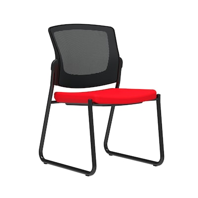 Union & Scale Workplace2.0™ Fabric Guest Chair, Ruby Red, Integrated Lumbar, Armless, Stationary Seat Control (53742)