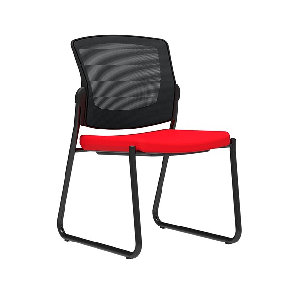 Union & Scale Workplace2.0™ Fabric Guest Chair, Ruby Red, Integrated Lumbar, Armless, Stationary Seat Control (53742)