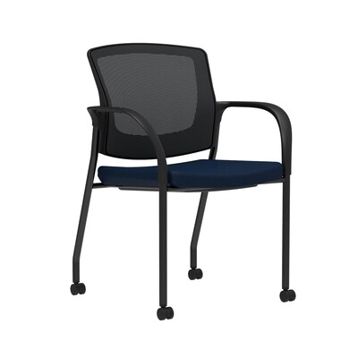 Union & Scale Workplace2.0™ Fabric Guest Chair, Navy, Integrated Lumbar, Fixed Arms, Stationary Seat Control (53708)
