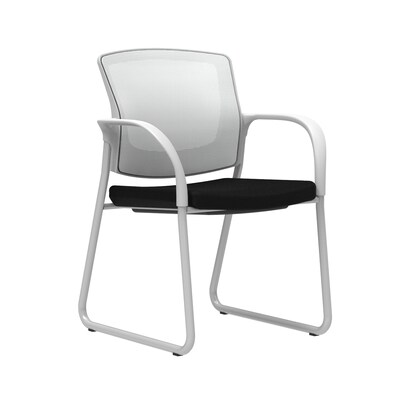 Union & Scale Workplace2.0™ Fabric Guest Chair, Black, Integrated Lumbar, Fixed Arms, Stationary Seat Control (53748)