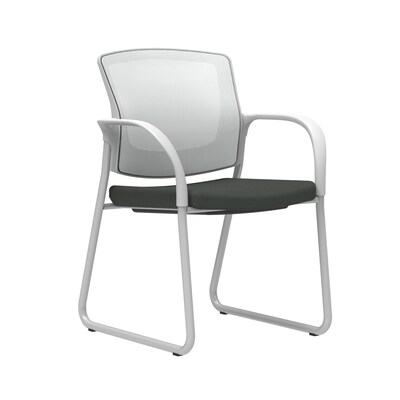 Union & Scale™ Workplace2.0™ Fabric Guest Chair, Iron Ore, Integrated Lumbar, Fixed Arms, Stationary Seat Control (53749)