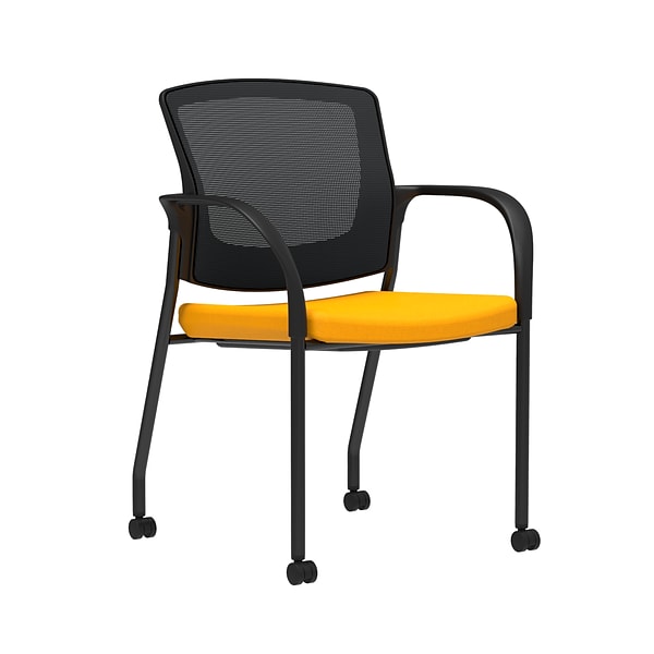 Union & Scale Workplace2.0™ Fabric Guest Chair, Goldenrod, Integrated Lumbar, Fixed Arms, Stationary Seat Control (53706)