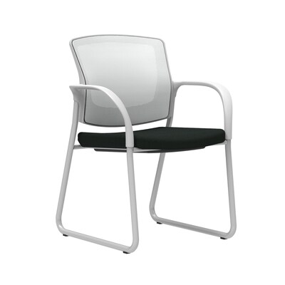 Union & Scale Workplace2.0™ Guest Chair, Black Vinyl, Integrated Lumbar, Fixed Arms, Stationary Seat