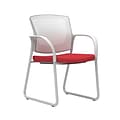 Union & Scale Workplace2.0™ Fabric Guest Chair, Cherry, Integrated Lumbar, Fixed Arms, Stationary Se