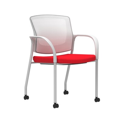 Union & Scale Workplace2.0™ Fabric Guest Chair, Ruby Red, Integrated Lumbar, Fixed Arms, Stationary Seat Control (53690)