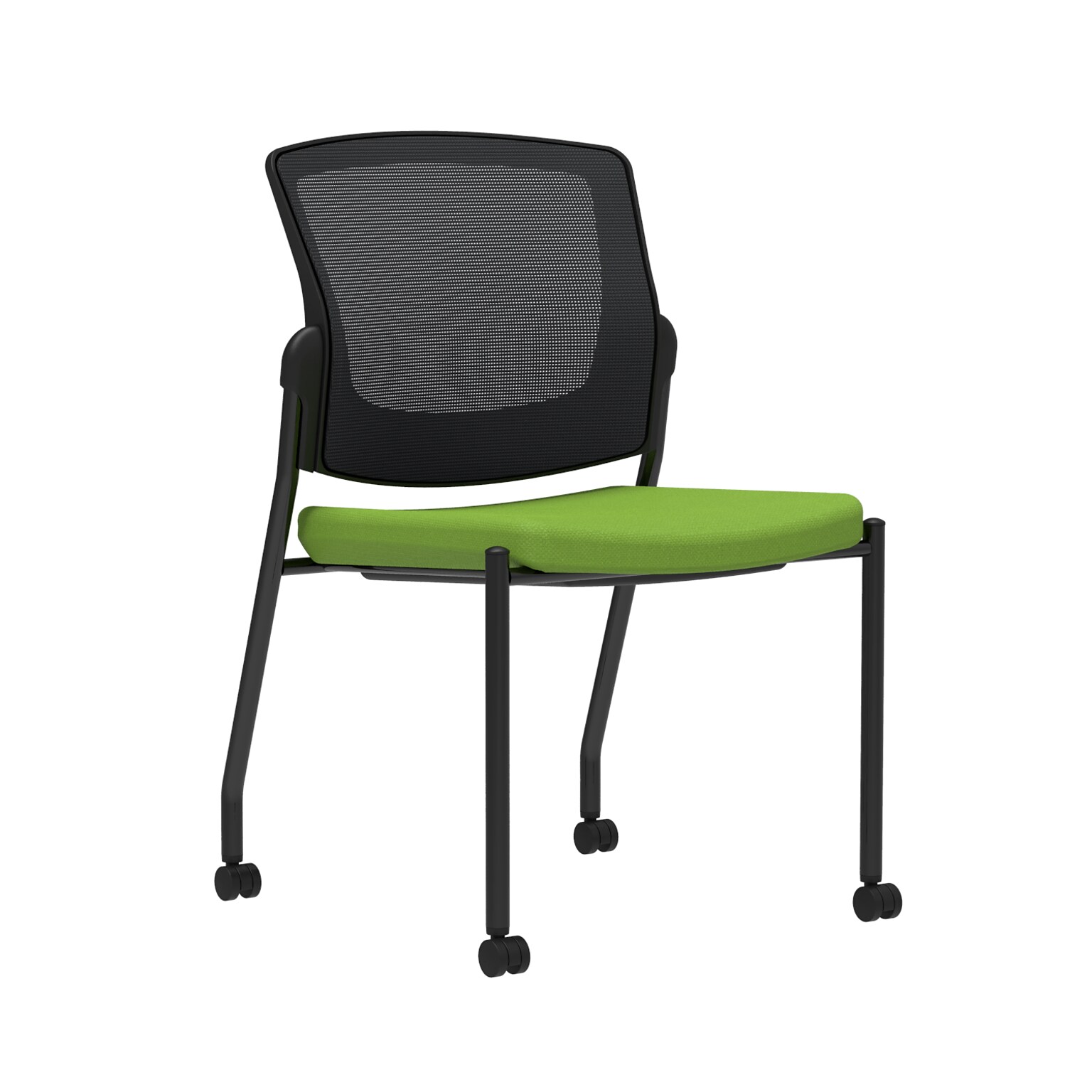 Union & Scale Workplace2.0™ Fabric Guest Chair, Pear, Integrated Lumbar, Armless, Stationary, Fully Assembled (53715)