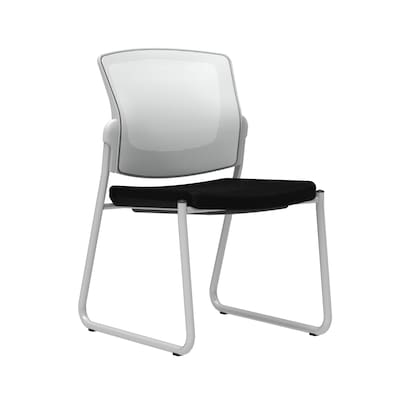 Union & Scale Workplace2.0™ Fabric Guest Chair, Black, Integrated Lumbar, Armless, Stationary Seat Control (53759)