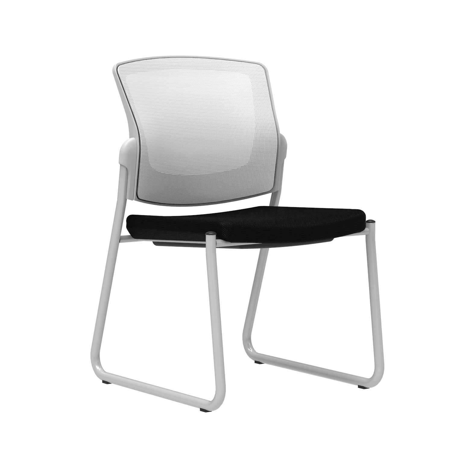 Union & Scale Workplace2.0™ Fabric Guest Chair, Black, Integrated Lumbar, Armless, Stationary Seat Control (53759)